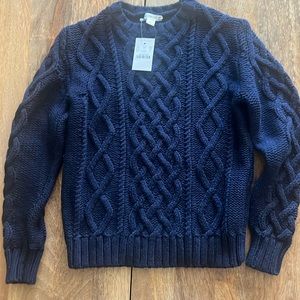Crewcuts Boys Navy Cable-Knit Cotton Sweater